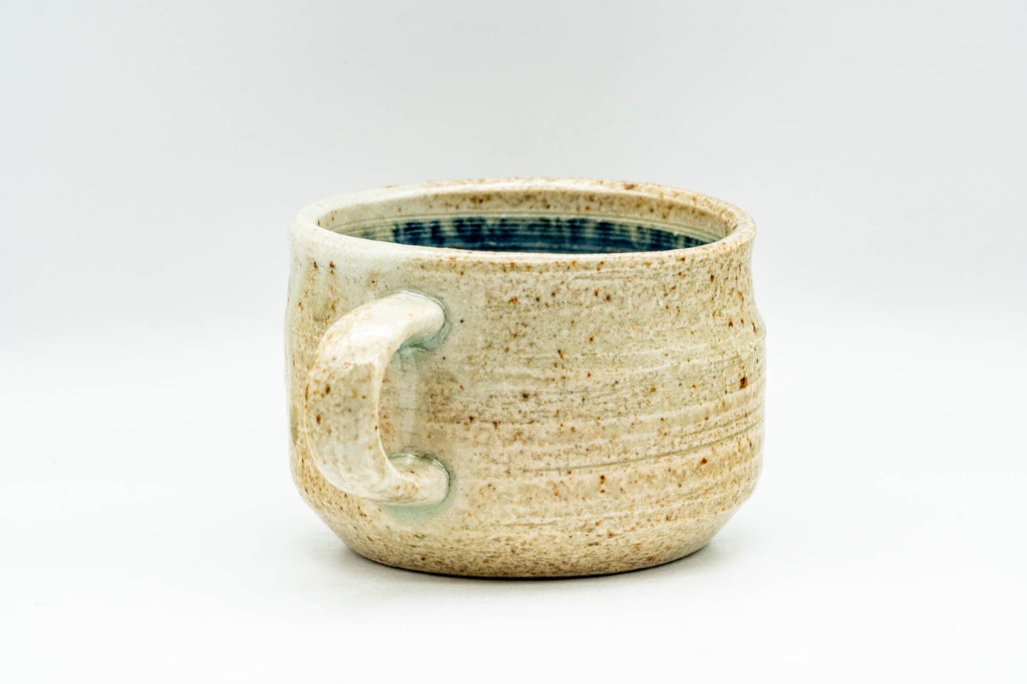 Japanese Teacup - Beige Blue Cerulean Interior Glazed Ushirode Yunomi - 125ml