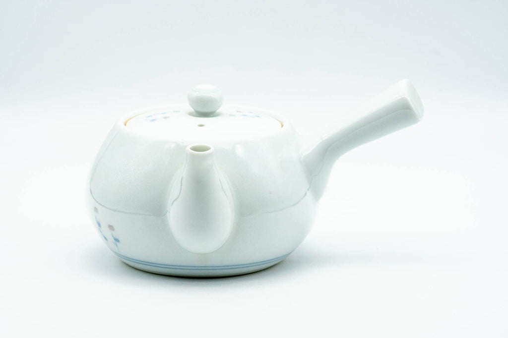 Japanese Kyusu - Floral White Porcelain Arita-yaki Debeso Teapot - 240ml