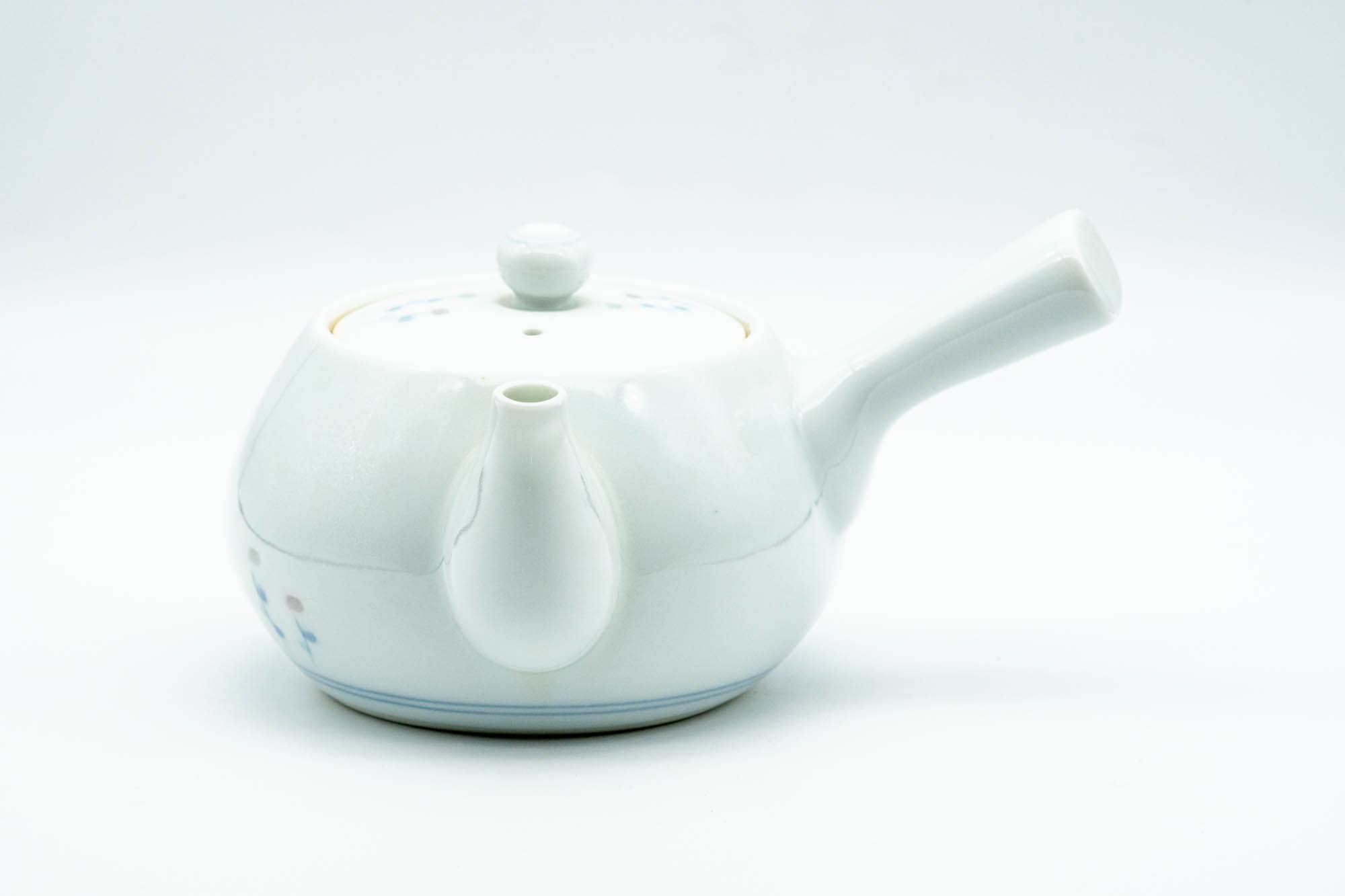 Japanese Kyusu - Floral White Porcelain Arita-yaki Debeso Teapot - 240ml