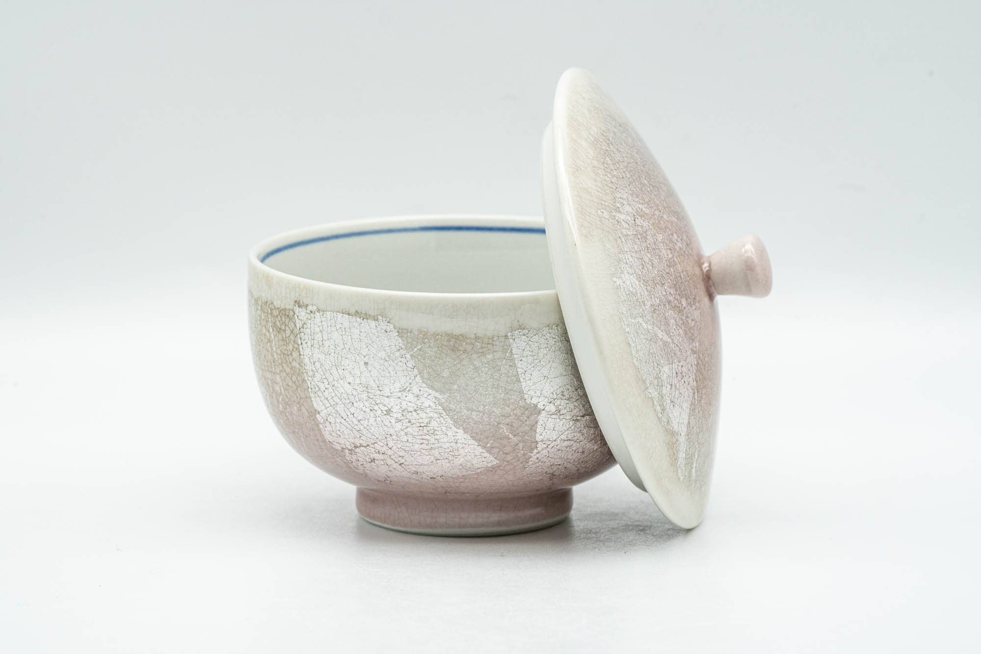 Japanese Teacup - Pink and White Arita-yaki Lidded Yunomi - 130ml