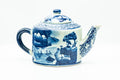Japanese Kyusu - Blue Geometric Mountainous Motif Porcelain Do-ake Ushirode Teapot - 550ml