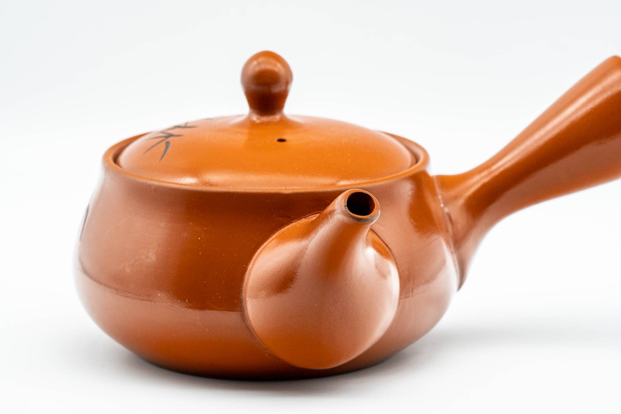 Japanese Kyusu - Bamboo Engraved Tokoname-yaki Mesh Teapot - 350ml