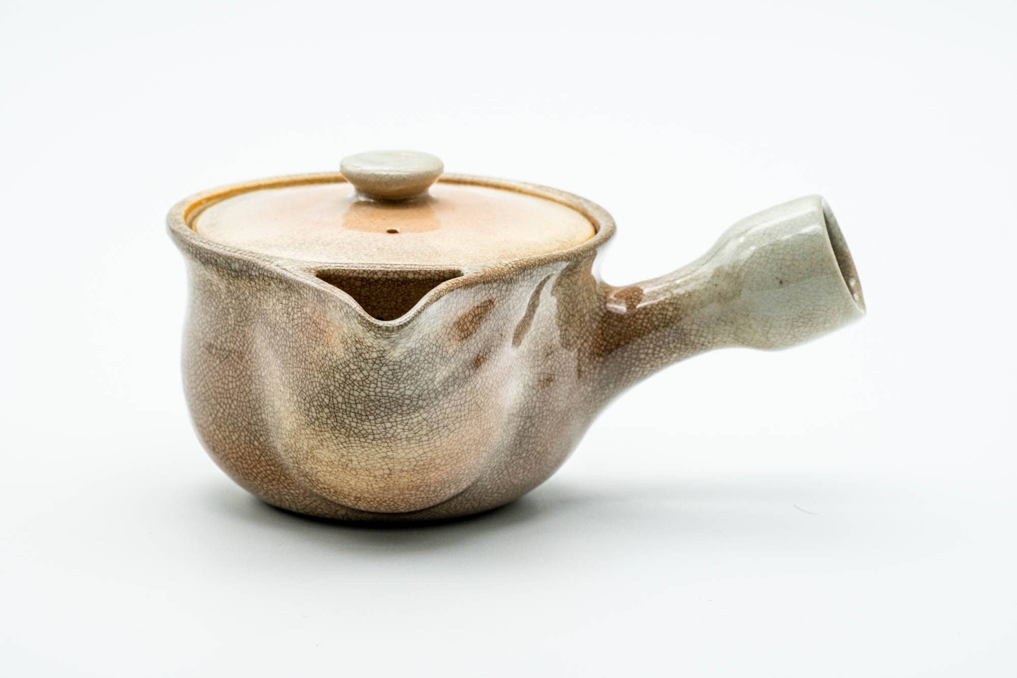 Japanese Kyusu - Weathered Beige Glazed Hagi-yaki Ceramic Filter Teapot - 240ml