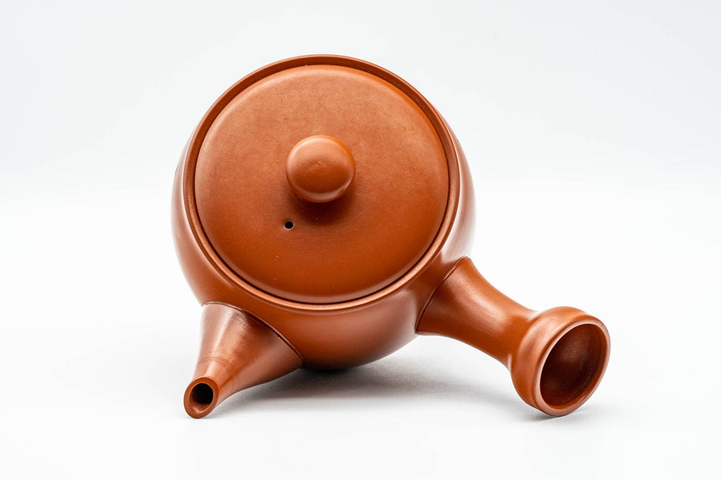 Japanese Kyusu - 陶龍 Tōryū - Calligraphy Engraved Red Shudei Tokoname-yaki Debeso Teapot - 350ml