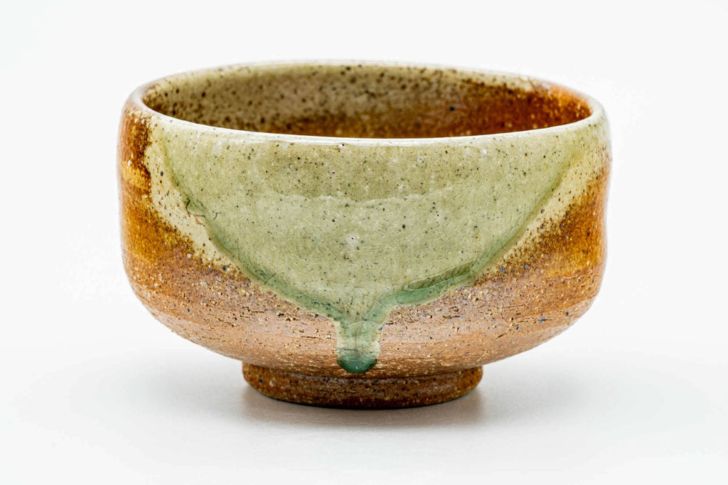 Japanese Matcha Bowl - Green Celadon Drip-Glazed Shigaraki-yaki Chawan - 350ml