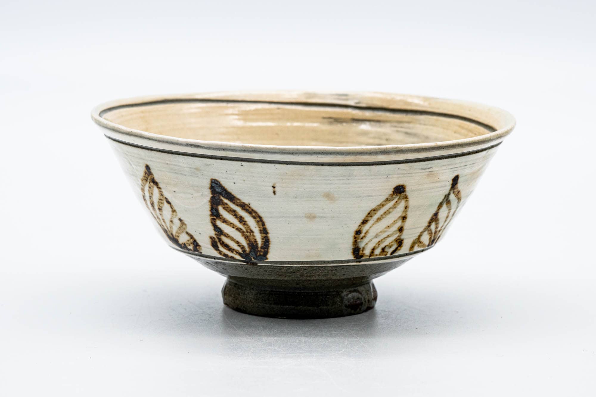 Japanese Matcha Bowl - Painted Hakeme Hira Summer Chawan - 150ml