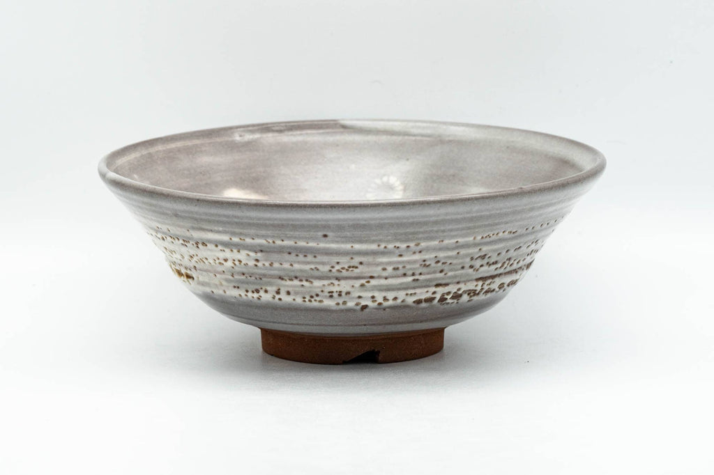 Japanese Matcha Bowl - Hakeme White Brush Stroke Glazed Summer Chawan - 150ml