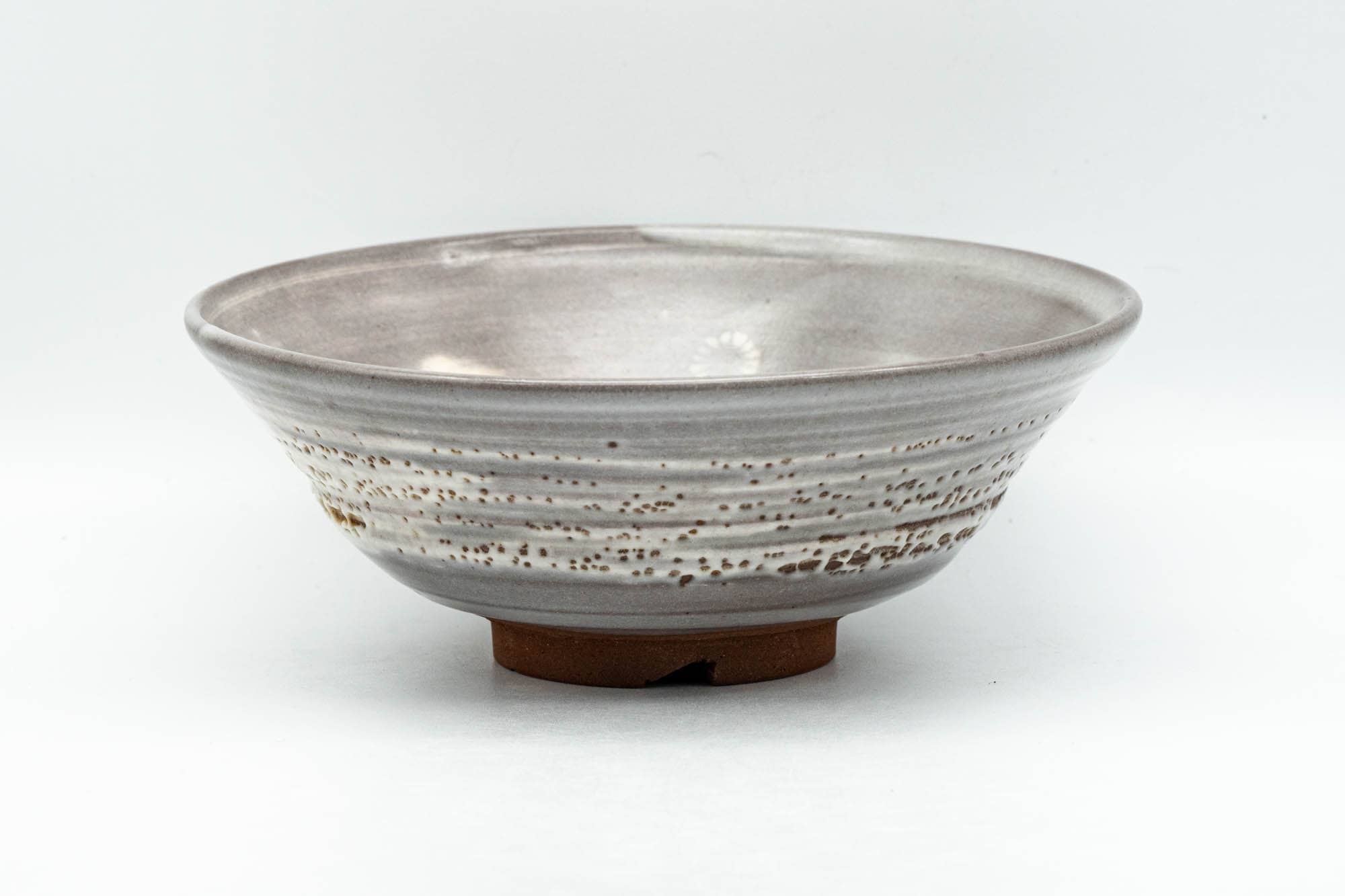 Japanese Matcha Bowl - Hakeme White Brush Stroke Glazed Summer Chawan - 150ml