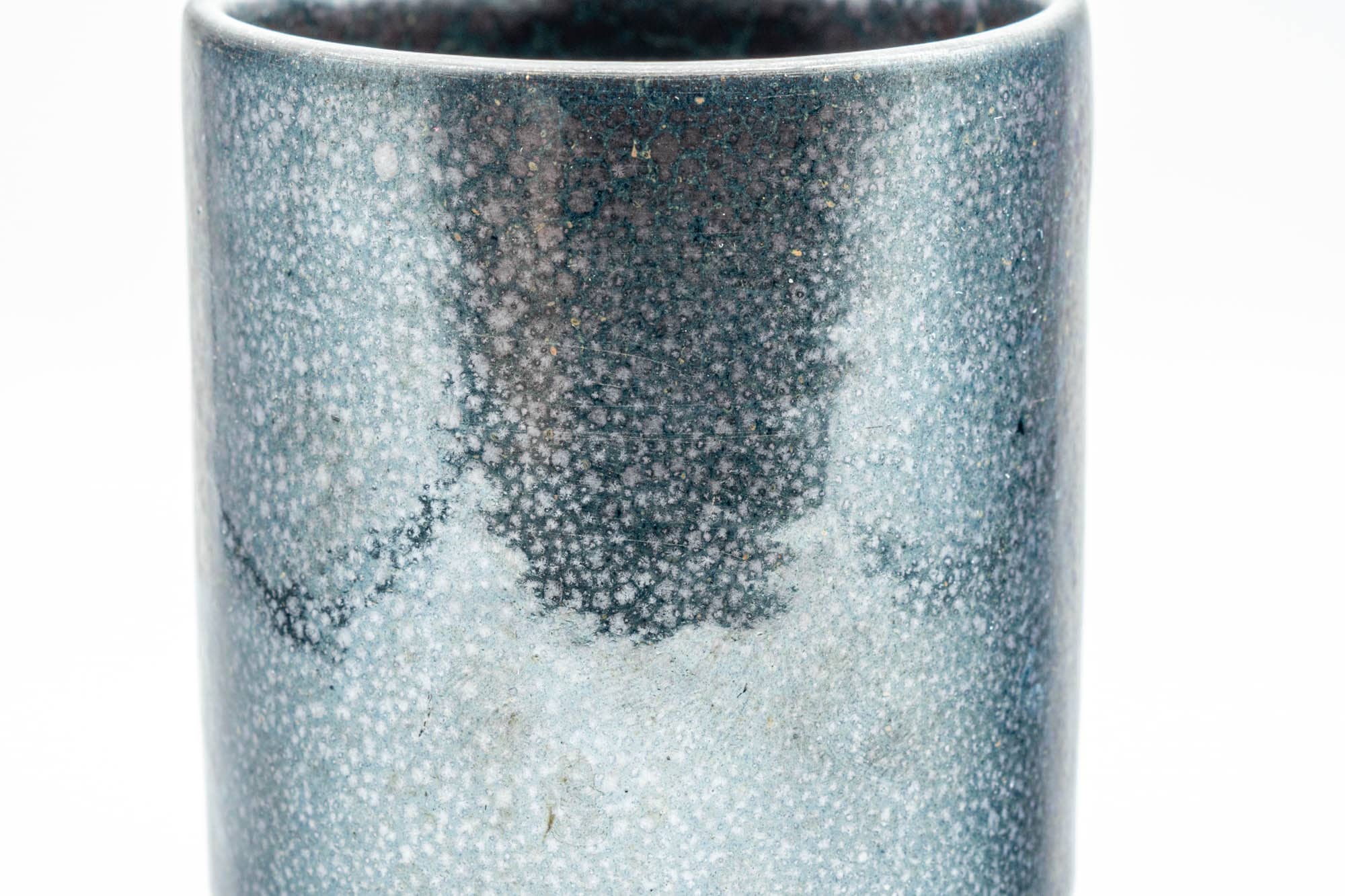 Japanese Teacup - Black Metallic Tenmoku Glazed Tsutsu-gata Yunomi - 200ml