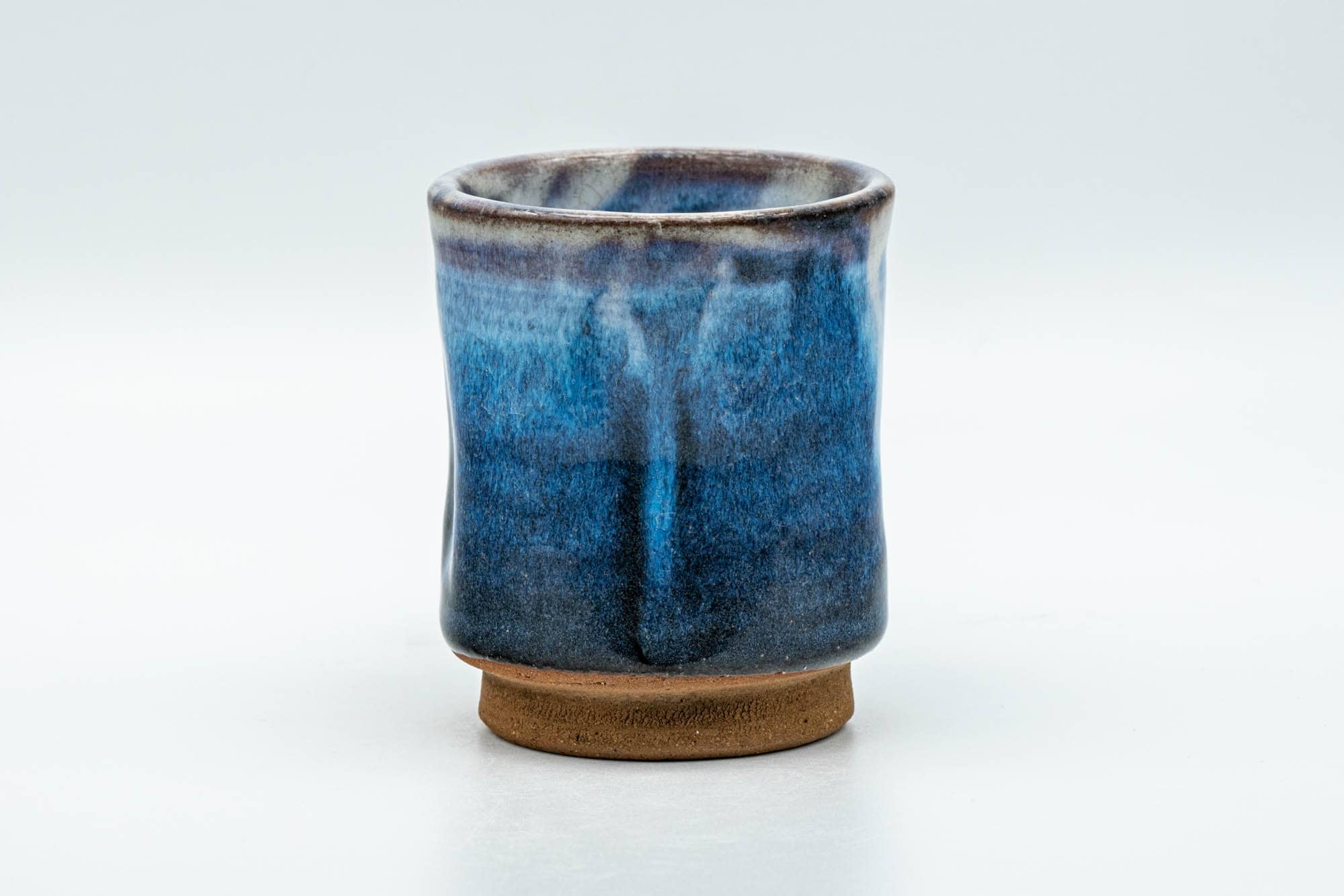 Japanese Teacup - Blue White Hare's Fur Glazed Waisted Yunomi - 130ml