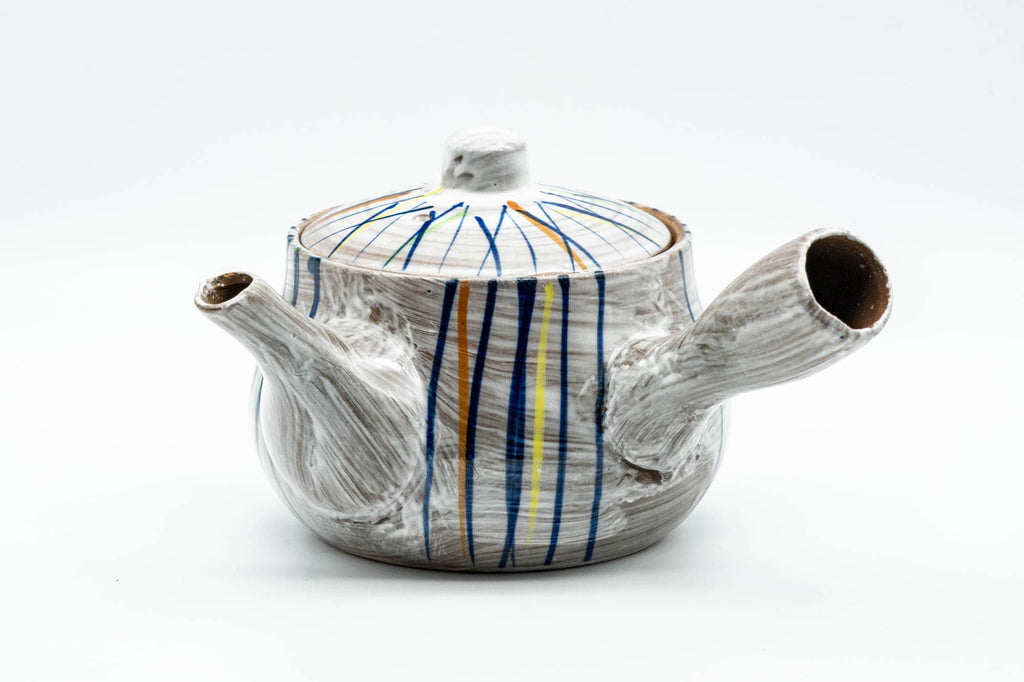 Japanese Kyusu - Brush Glazed Colorful Stripes Debeso Teapot - 250ml