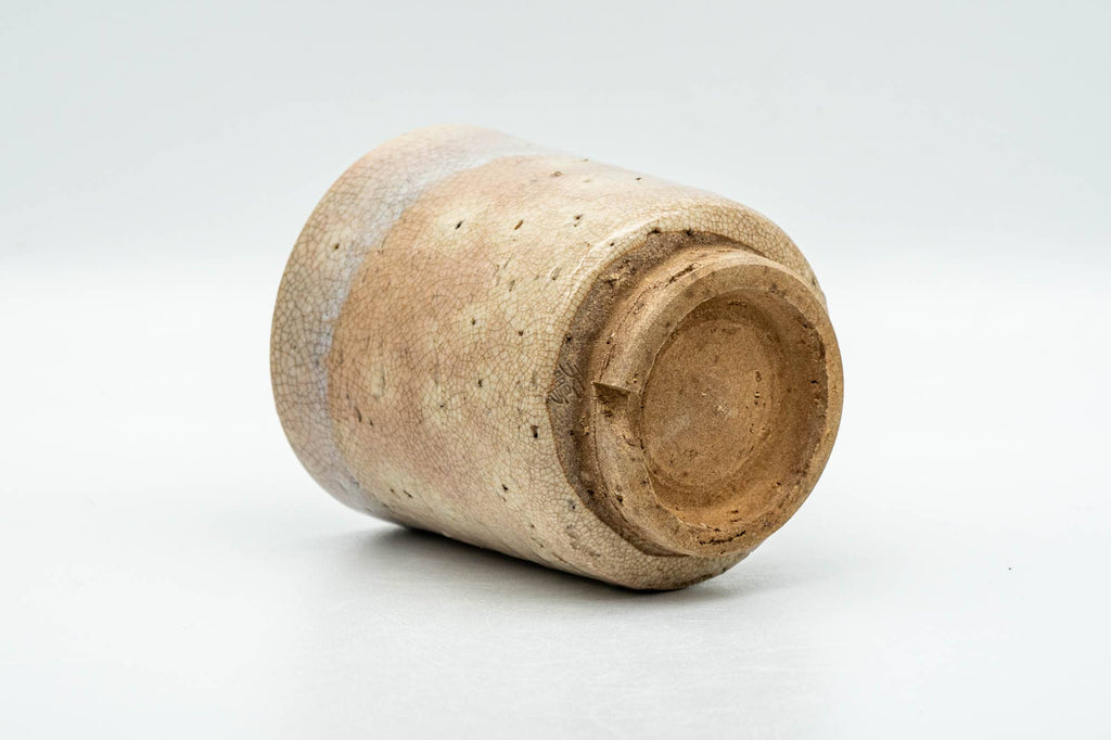Japanese Teacup - Beige Drip-Glazed Gohonte Weathered Hagi-yaki Yunomi - 170ml