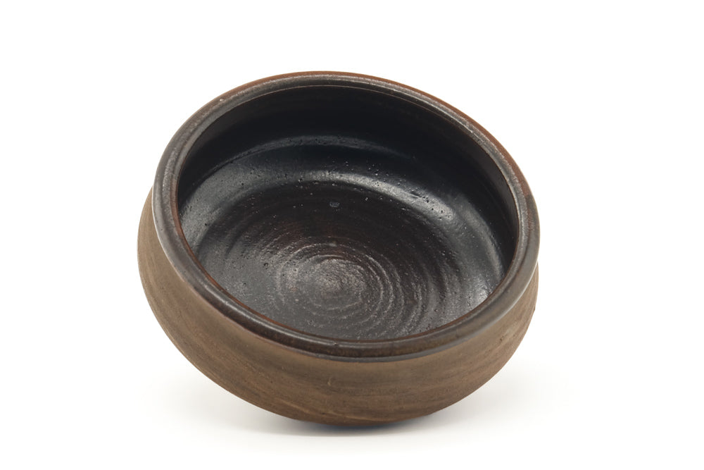 Japanese Kensui - Wide Brown Stoneware Water Bowl - 470ml