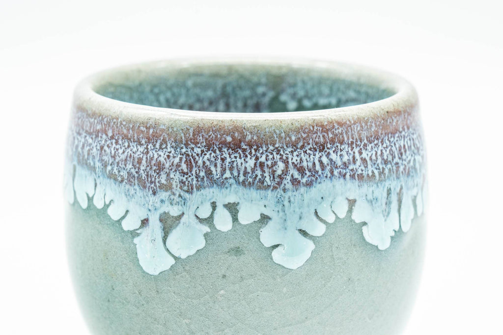 Japanese Teacup - Turquoise Purple Drip-Glazed Yunomi - 85ml