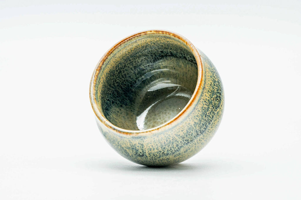Japanese Teacup - Green Yellow Hare's Fur Drip-Glazed Yunomi - 100ml