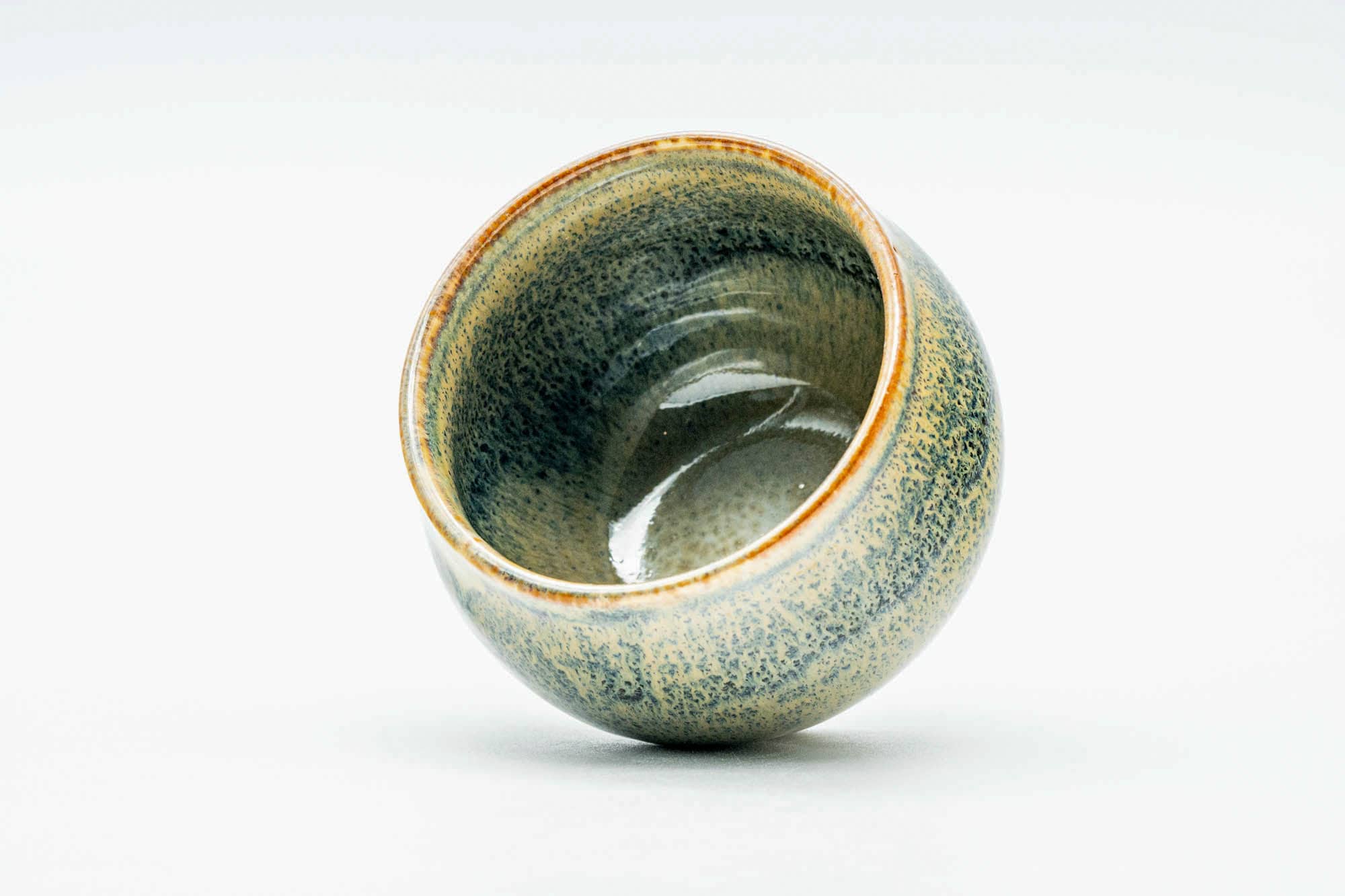 Japanese Teacup - Green Yellow Hare's Fur Drip-Glazed Yunomi - 100ml