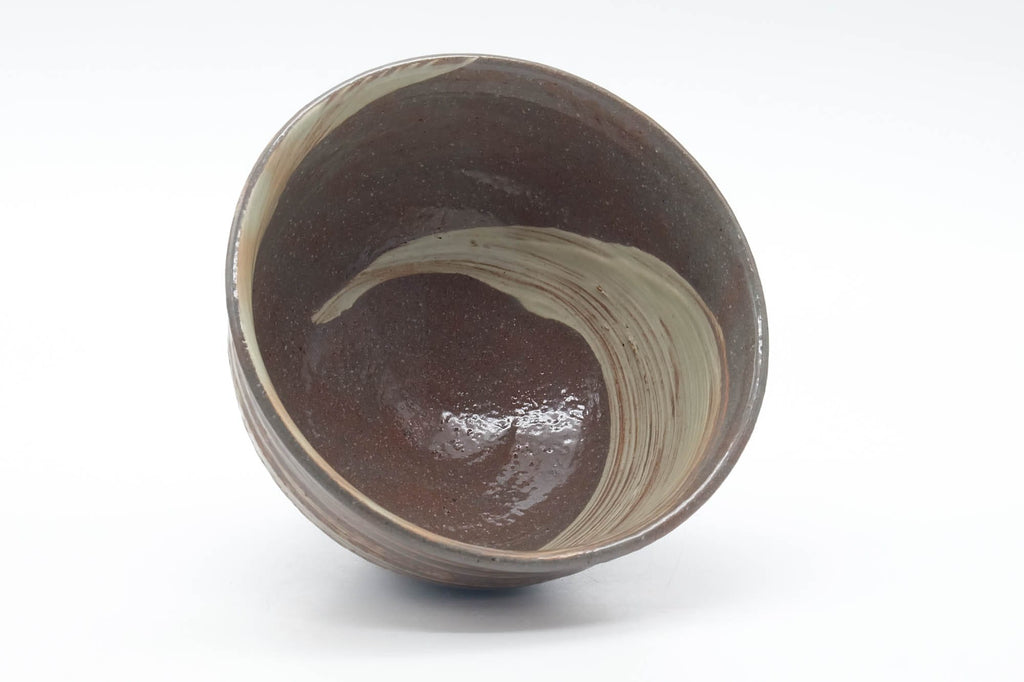 Japanese Matcha Bowl - Beige White Brush Glazed Kiyomizu Chawan - 425ml