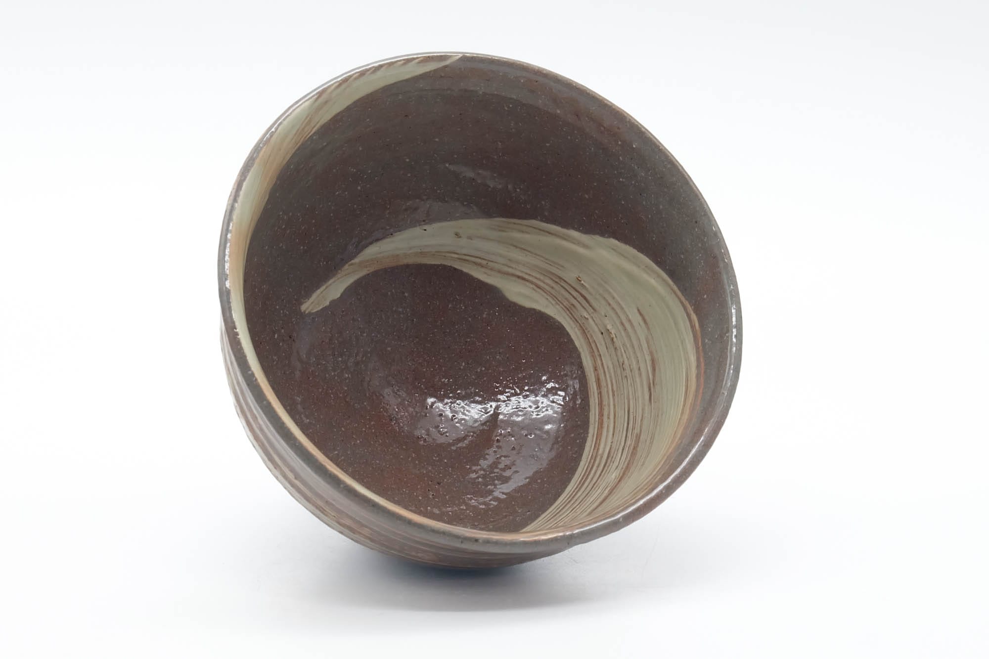 Japanese Matcha Bowl - Beige White Brush Glazed Kiyomizu Chawan - 425ml