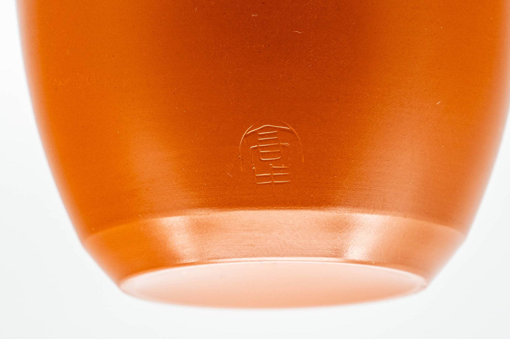 Japanese Teacups - Pair of Smooth Red Shudei White Inner-Glazed Tokoname-yaki Yunomi - 130ml