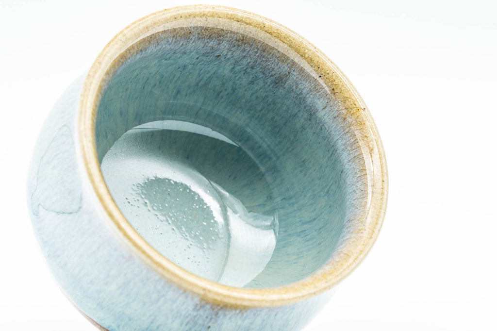 Japanese Teacups - Set of 3 Blue Turquoise Drip-Glazed Yunomi - 90ml