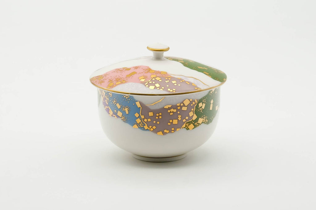 Japanese Teacup - Wavy Patterned Porcelain Arita-yaki Yunomi - 130ml