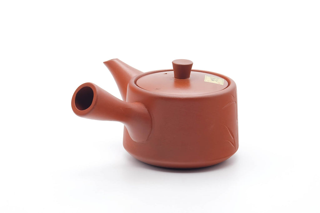 Japanese Tea Set - Bamboo Engraved Tokoname-yaki Kyusu Teapot with 5 Yunomi Teacups