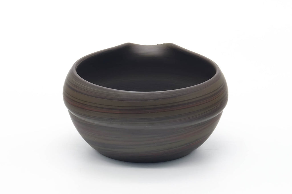 Japanese Katakuchi - Dark Green Nerikomi Handleless Yuzamashi - 205ml