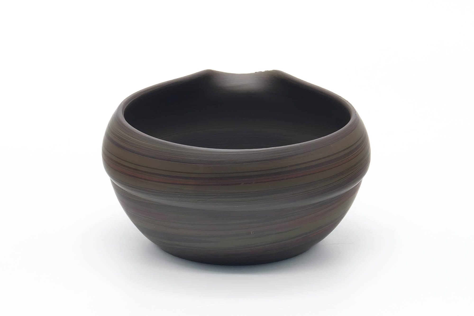 Japanese Katakuchi - Dark Green Nerikomi Handleless Yuzamashi - 205ml
