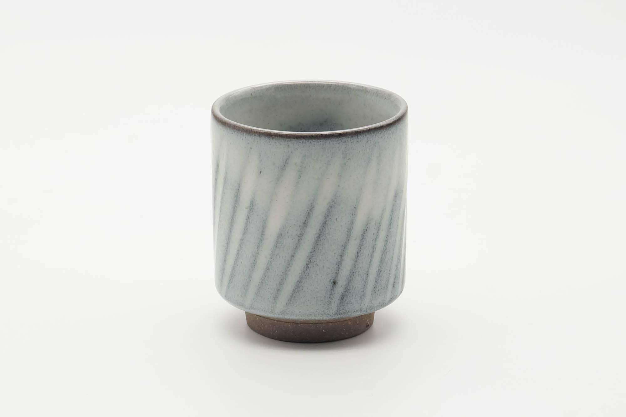 Japanese Teacup - Spiraling White Grey Glazed Yunomi - 130ml