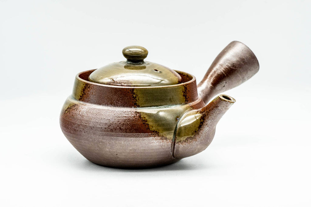 Japanese Kyusu - Ash Green Glazed Banko-yaki Mesh Teapot - 275ml