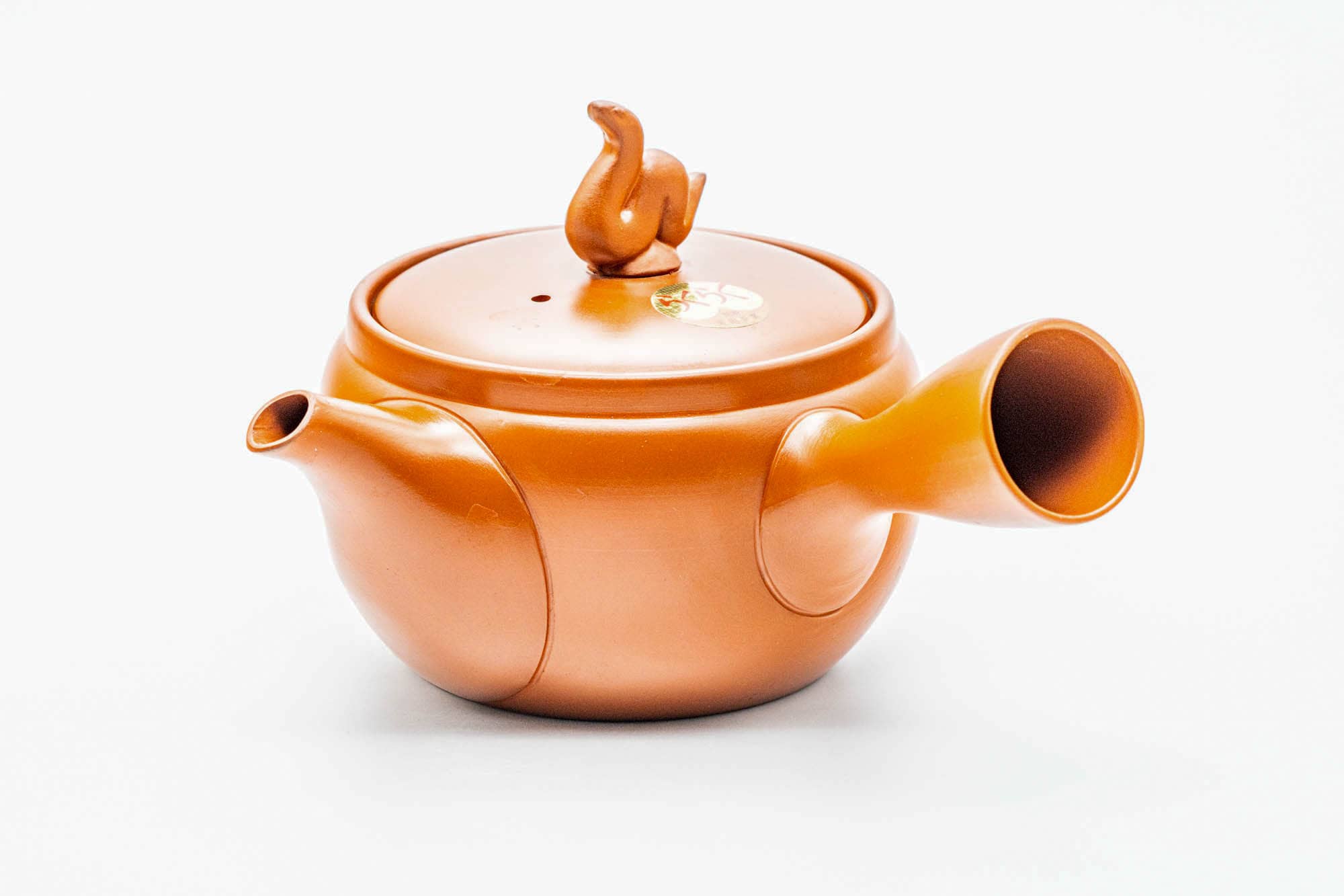 Japanese Kyusu - Snake Lid Red Shudei Tokoname-yaki Mesh Teapot - 350ml