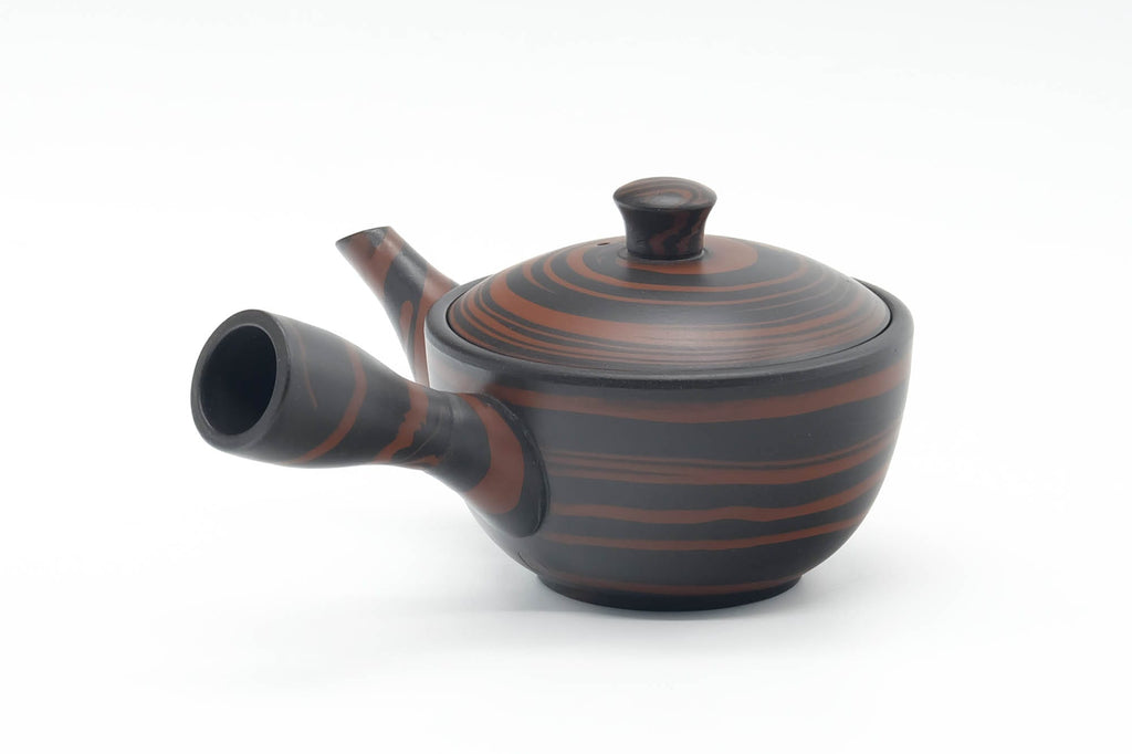 Japanese Kyusu - Black Red Nerikomi Tokoname Teapot - 170ml