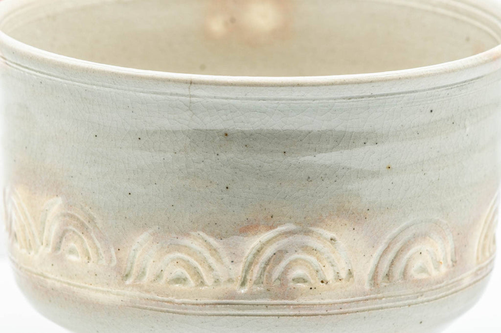 Japanese Matcha Bowl - 香雲 Miyagawa Kouun - Wave Engraved Kyo-yaki Dojimari-gata Chawan - 350ml