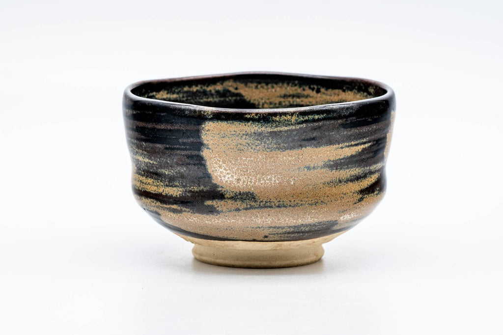Japanese Matcha Bowl - Black Brown Glazed Wabi-Sabi Chawan - 150ml