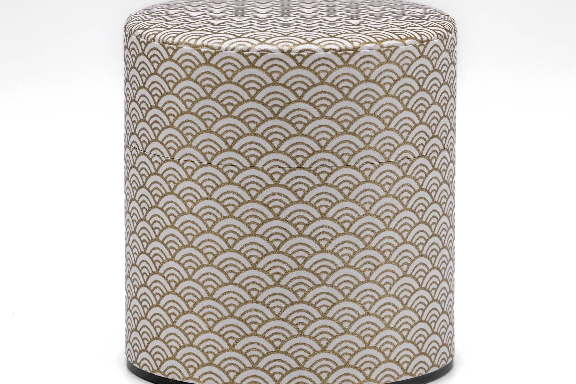 Gold White Seigaiha Washi Tea Canister - 100g