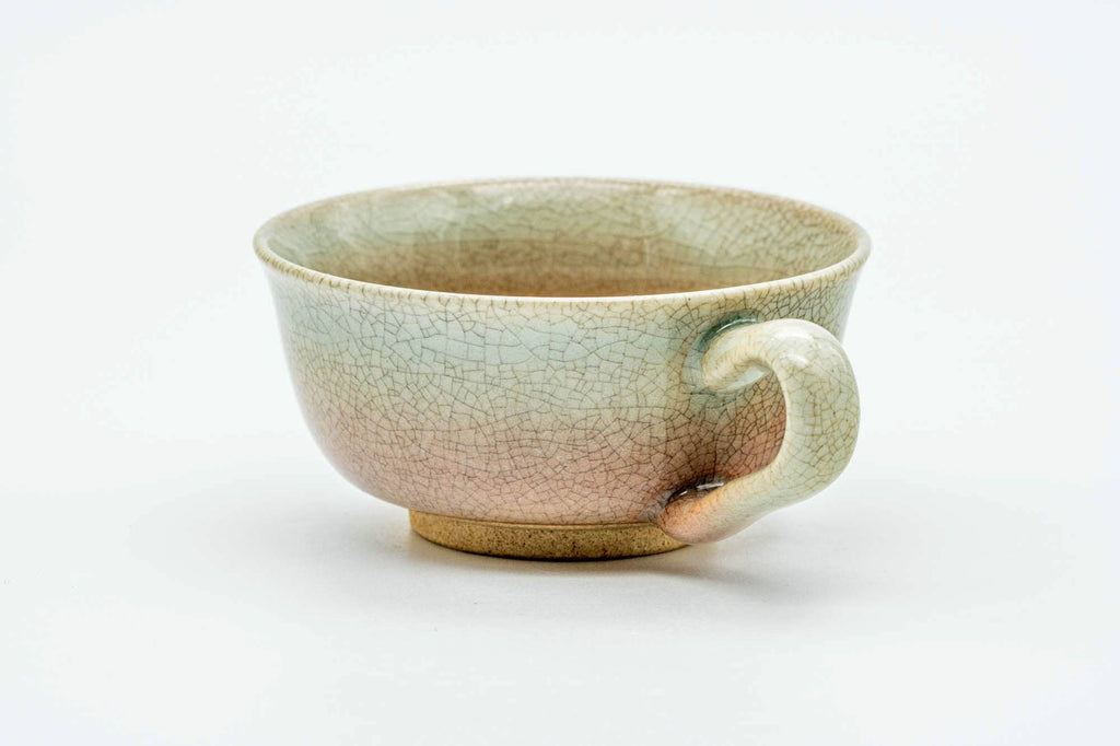 Japanese Teacup - 天鵬山 Tsubaki Kiln - Beige Weathered Hagi-yaki Ushirode Yunomi - 110ml