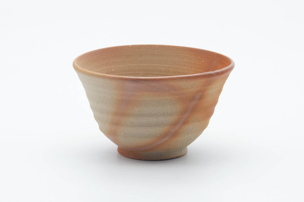 Japanese Teacup - Beige Orange Rice Straw Hidasuki Bizen-yaki Yunomi - 100ml
