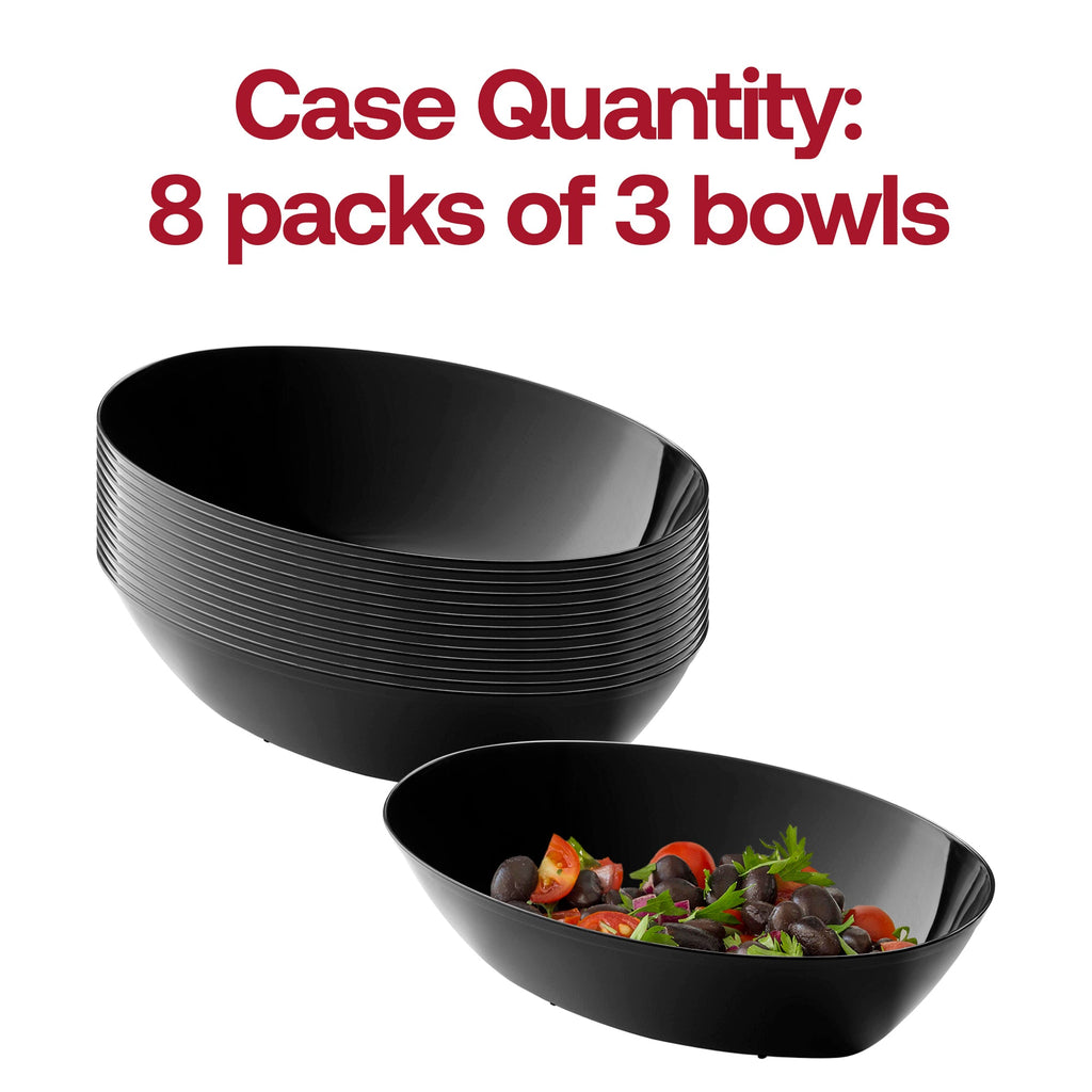 Black Oval Plastic Serving Bowls (2 qt.)