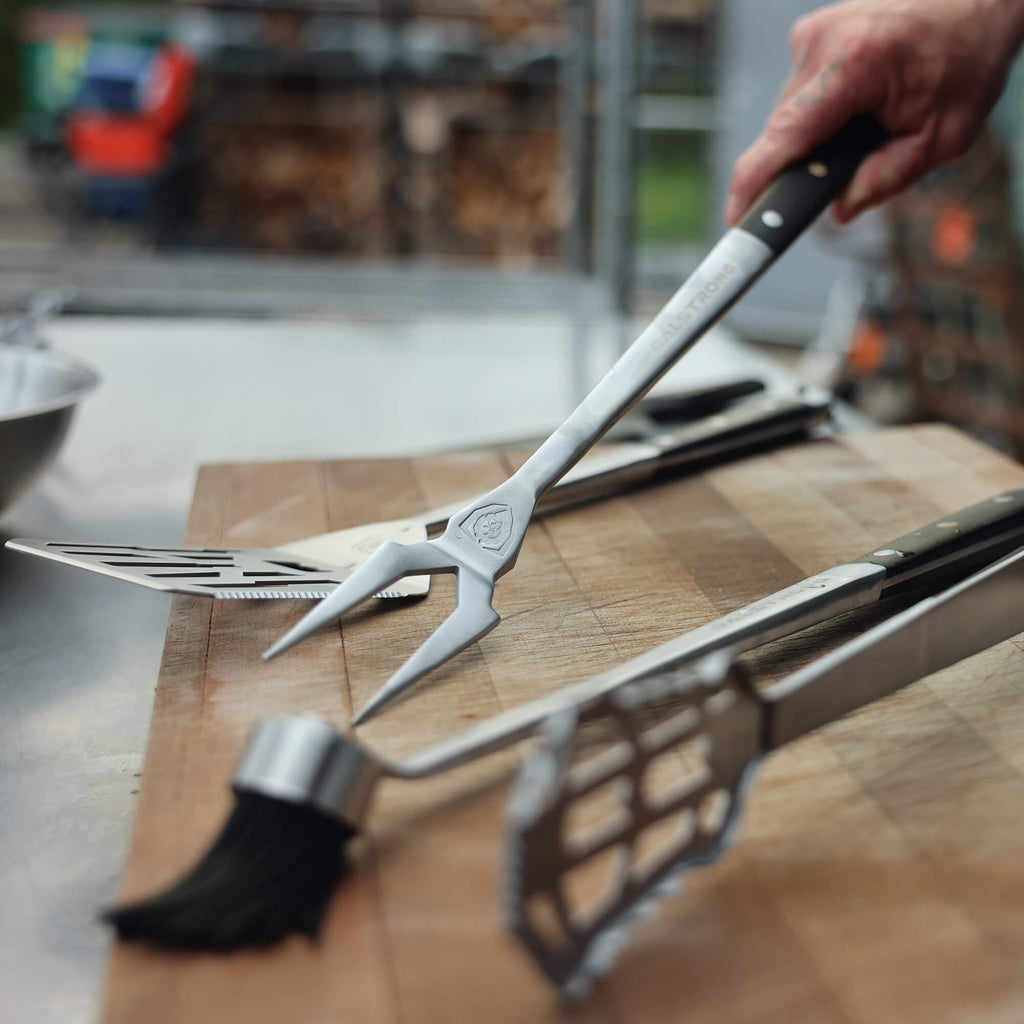 Tongs, Spatula, Fork, Silicone Brush | 4 Piece Premium Grill Kit | Dalstrong ©