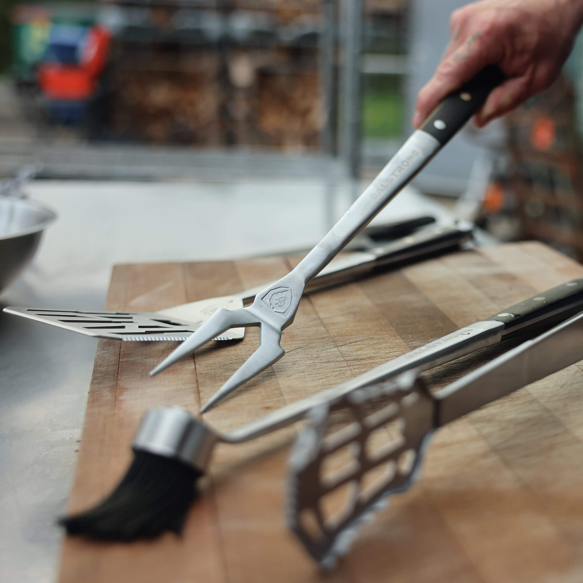 Tongs, Spatula, Fork, Silicone Brush | 4 Piece Premium Grill Kit | Dalstrong ©