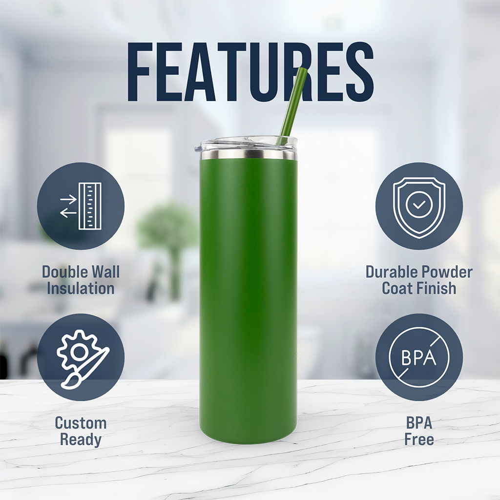 20oz Powder Coated Skinny Tumbler