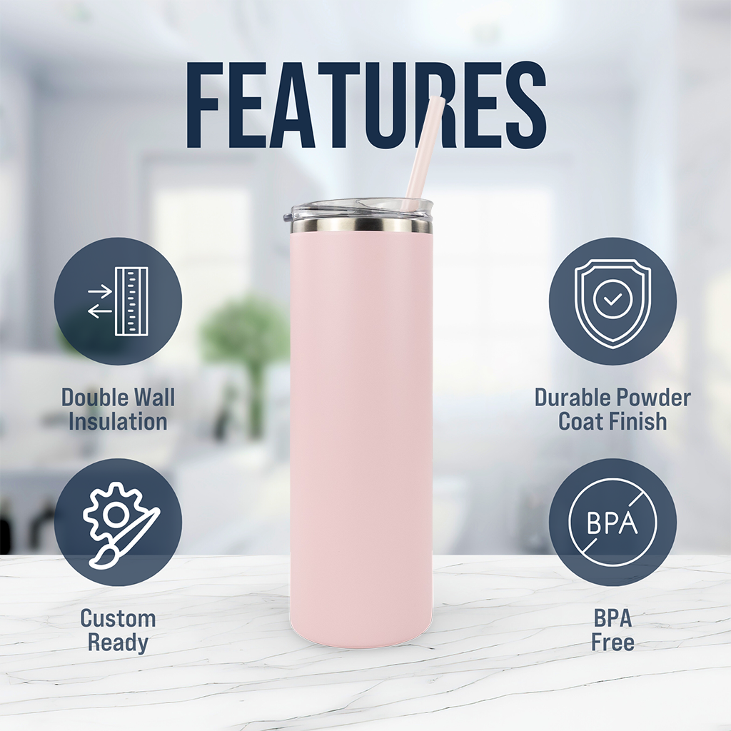 20oz Powder Coated Skinny Tumbler