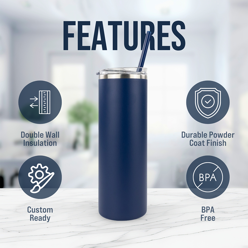 20oz Powder Coated Skinny Tumbler Case (24 Units)