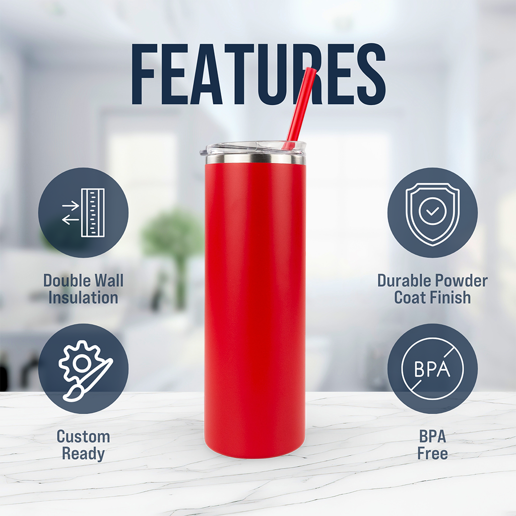 20oz Powder Coated Skinny Tumbler