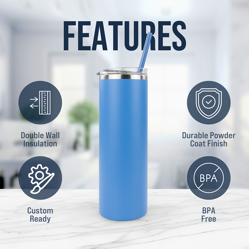 20oz Powder Coated Skinny Tumbler Case (24 Units)