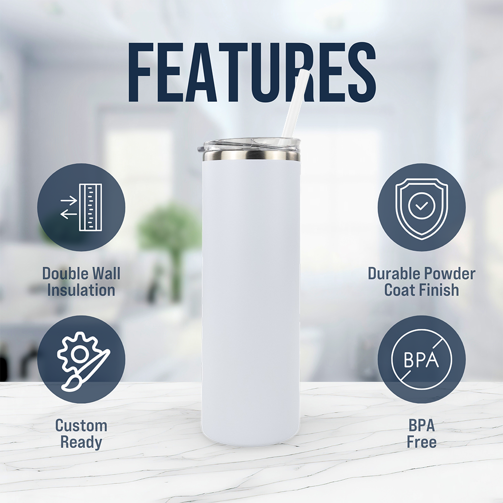 20oz Powder Coated Skinny Tumbler Case (24 Units)