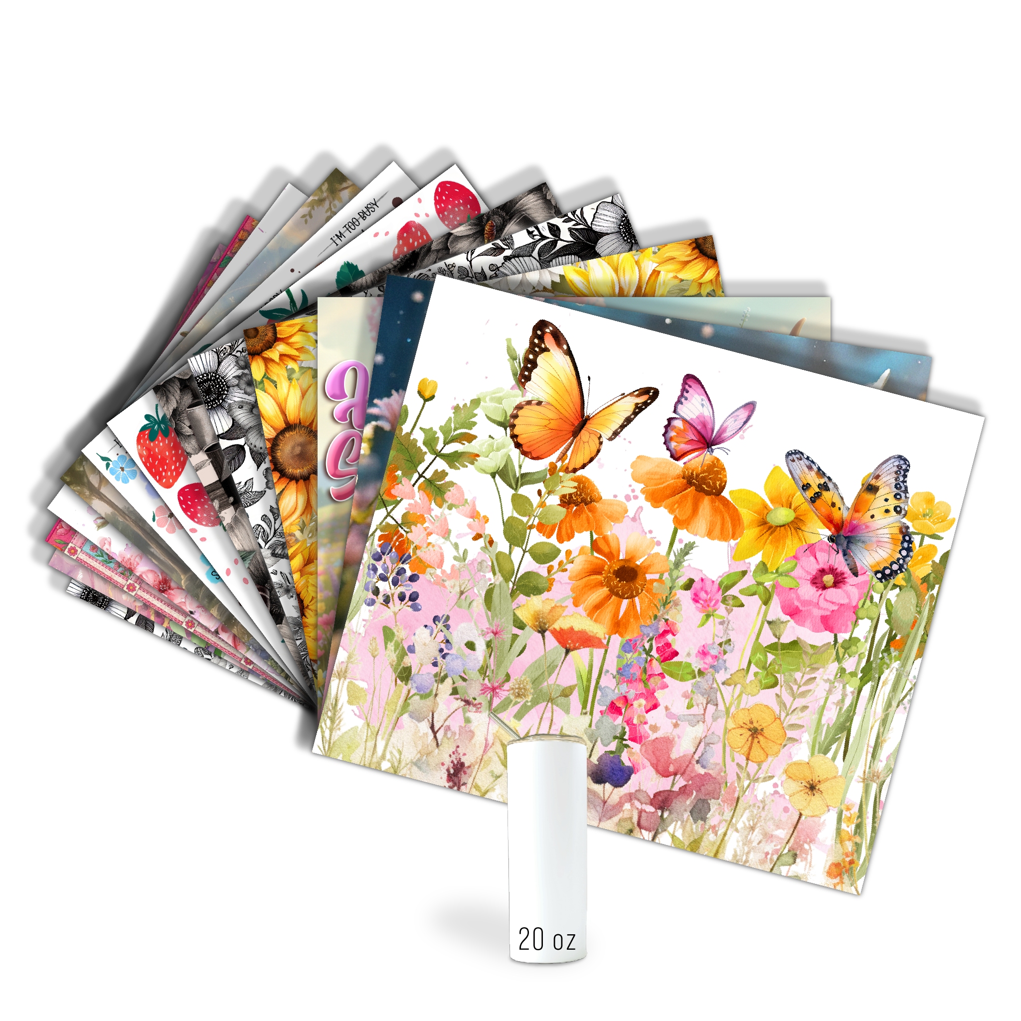 Assorted Ready to Press Sublimation Tumbler Prints (12 Pack) - Spring Bloom