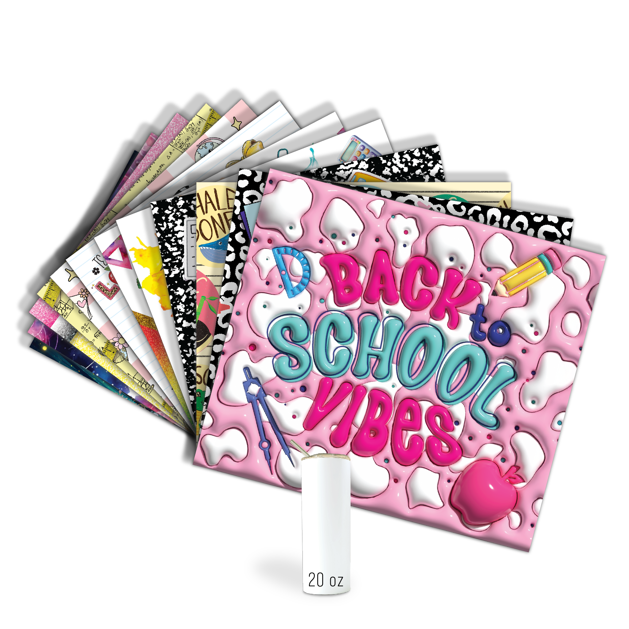 Assorted Ready to Press Sublimation Tumbler Prints (12 Pack) - Back to School Teachers