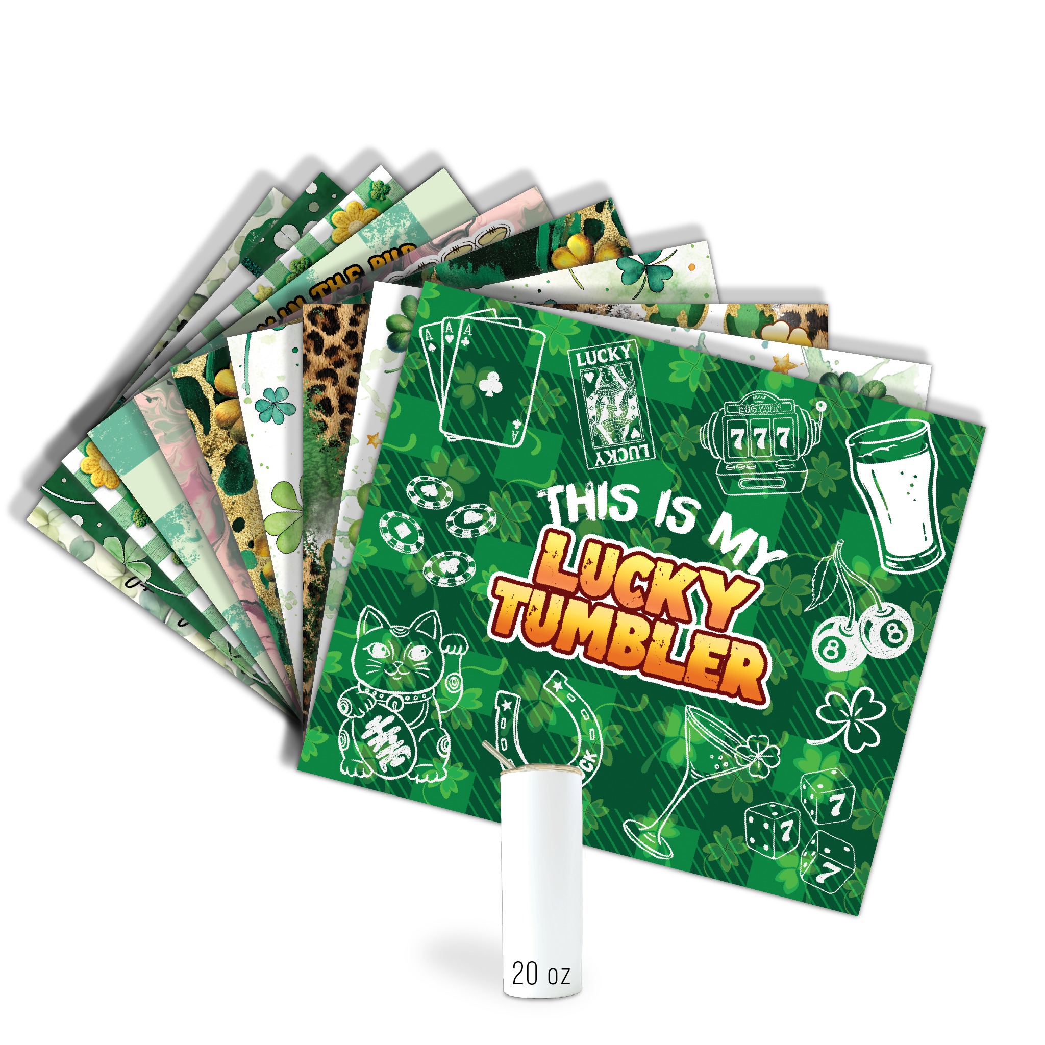 Assorted Ready to Press Sublimation Tumbler Prints (12 Pack) - St. Patricks
