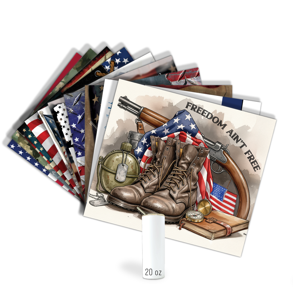 Assorted Ready to Press Sublimation Tumbler Prints (10 Pack) - Veteran's Day
